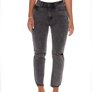 Black distressed high waisted jeans